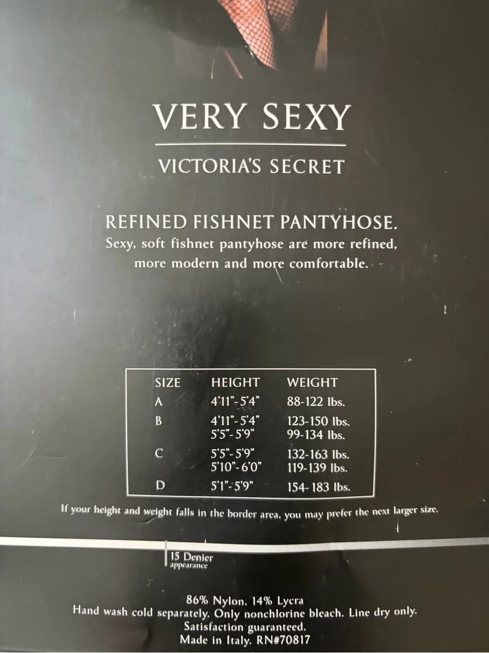 Victoria's Secret Very Sexy Black Fishnet Pantyhose